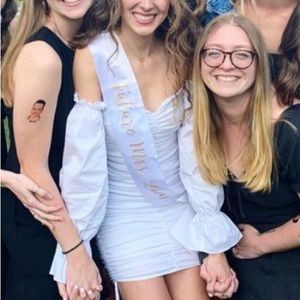 Bachelorette Weekend White Ruched Dress